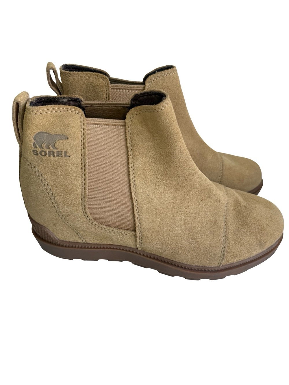 Sorel Evie II chelsea boot tan Sz 7 EUC